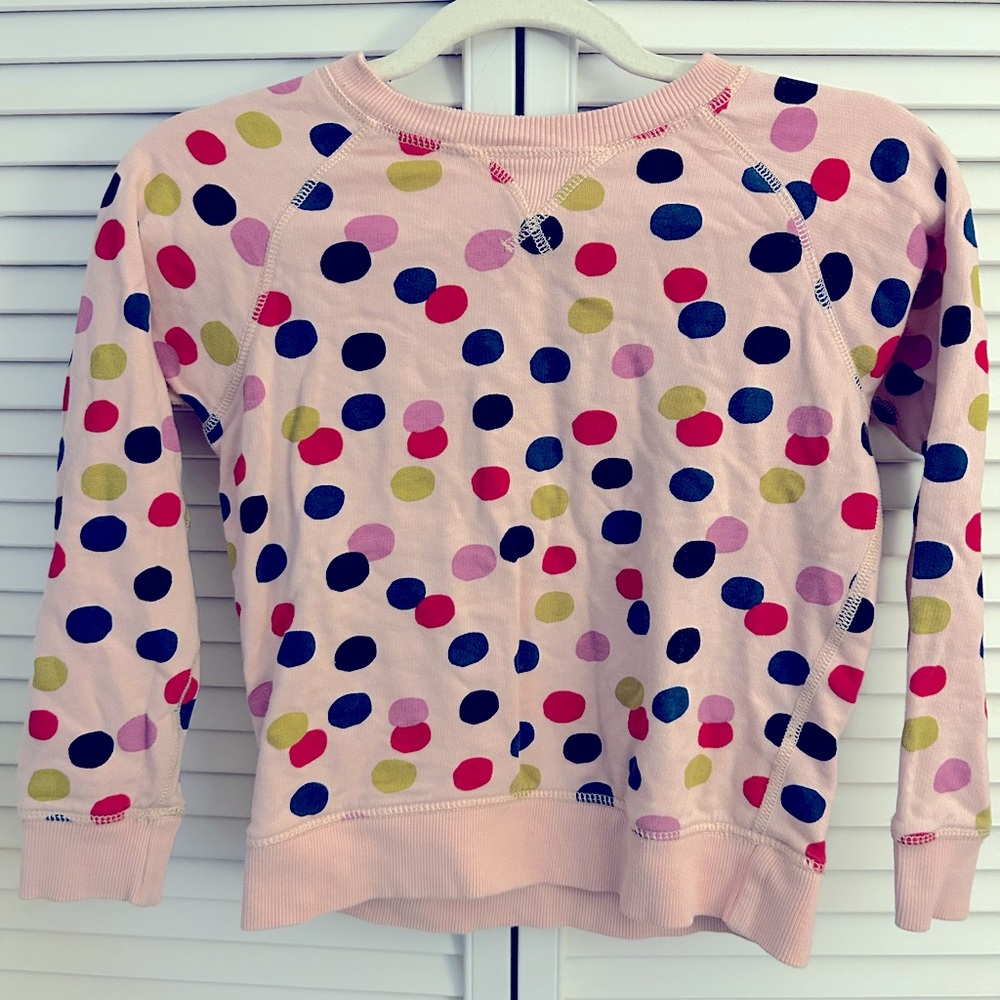 Hanna Andersson Pink Confetti Polka Dot French Terry Sweatshirt, US 8